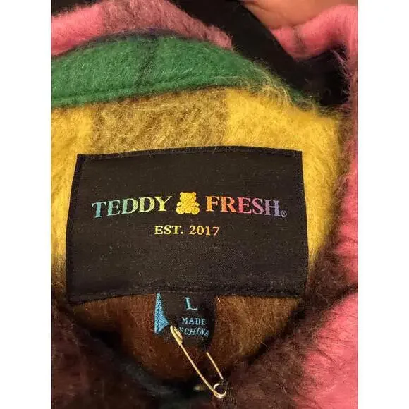 NWT - Beautiful Plaid Colorful Fuzzy Shacket - Teddy Fresh - L - Picture 5 of 7